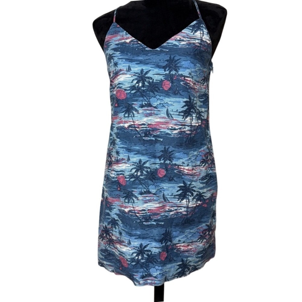 J.Crew Women's Size 2 Tropical Print Linen-Blend Dress